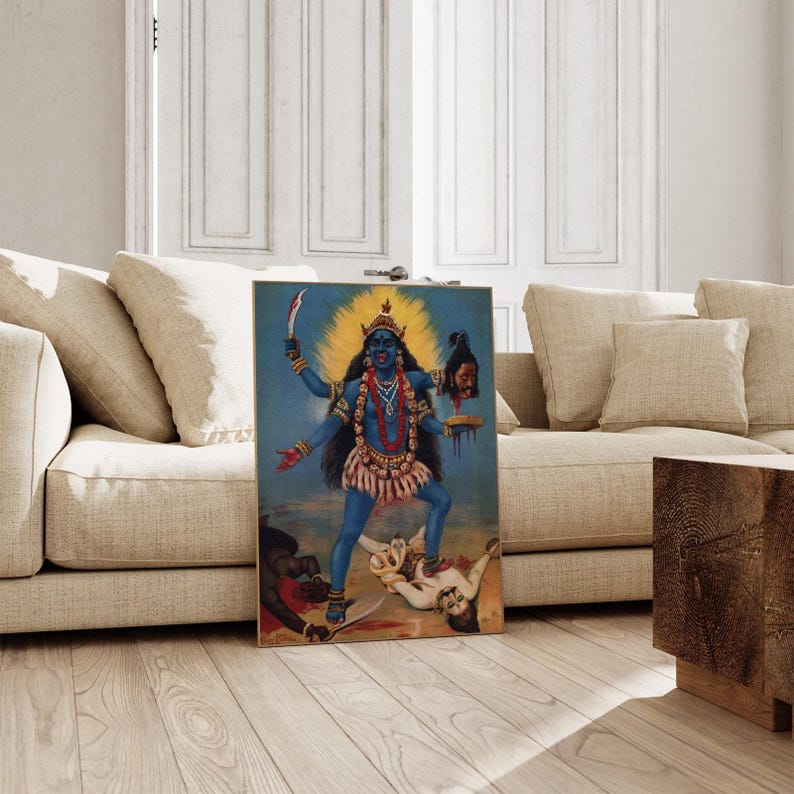 Kali Raja Ravi Raja Ravi Varma Goddess Kali | Indian Portrait Painting, Vintage Hindu ...