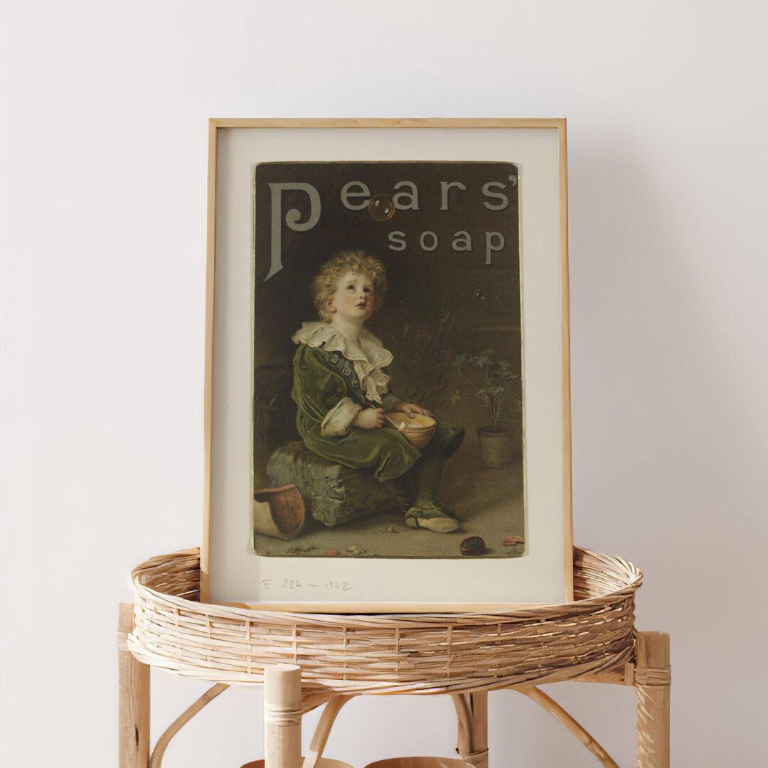 PEARS SOAP ヴィクトリアンアート ビンテージ パブミラー John Everett Millais Bubbles Pears Soap | Vintage Advertisement