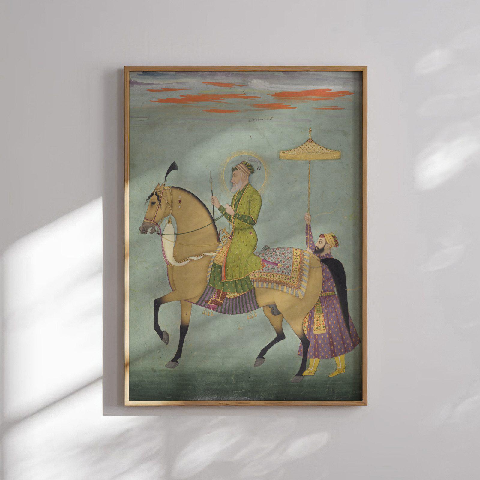 馬に乗ったアラムギル皇帝 | インド版画、ムガル帝国のヴィンテージ