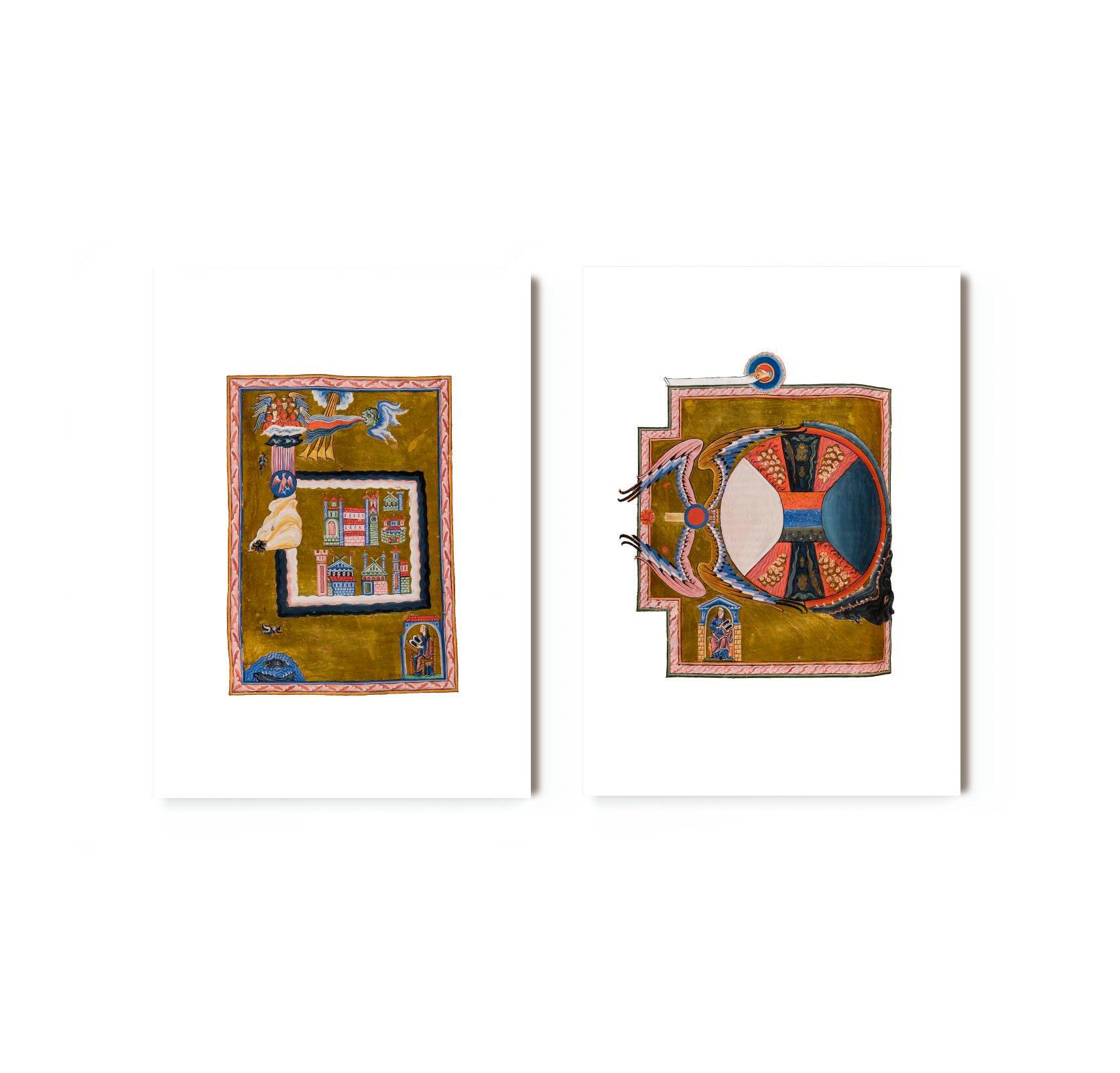 Set of 2 Hildegard Von Bingen Book of Divine Works Prints | Two