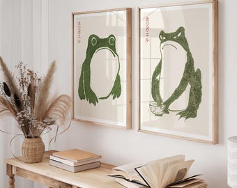 Set of 2 Matsumoto Hoji Frog Prints | Three Japanese Toad Poster