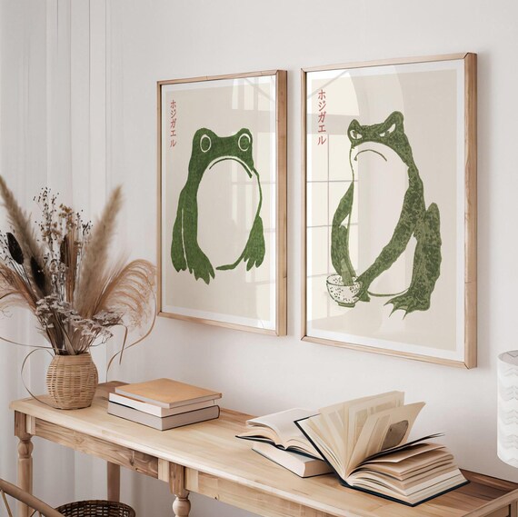 Set of 2 Matsumoto Hoji Frog Prints | Three Japanese Toad Poster
