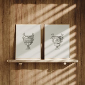 Set 2 Römischer Becher Radierungen | Zwei Vintage Architektur Bilder, Italienische Design Zeichnung, Wandkunst, Claude Ballin Poster, Wohnkultur