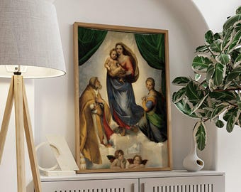 Raphael the Sistine Madonna | Vintage Reproduction Painting Print