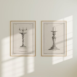 Set von 2 Kerzenhalter Design Radierung Prints | Zwei Vintage Architektur Bilder, Entwurfszeichnung, Wandkunst, Italienisches Poster Home Decor No1 2