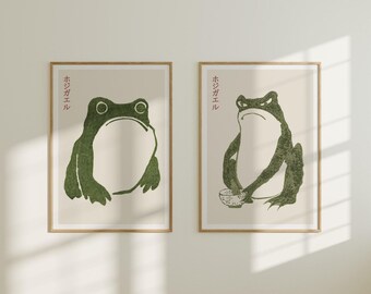 Set of 2 Matsumoto Hoji Frog Prints | Three Japanese Toad Poster