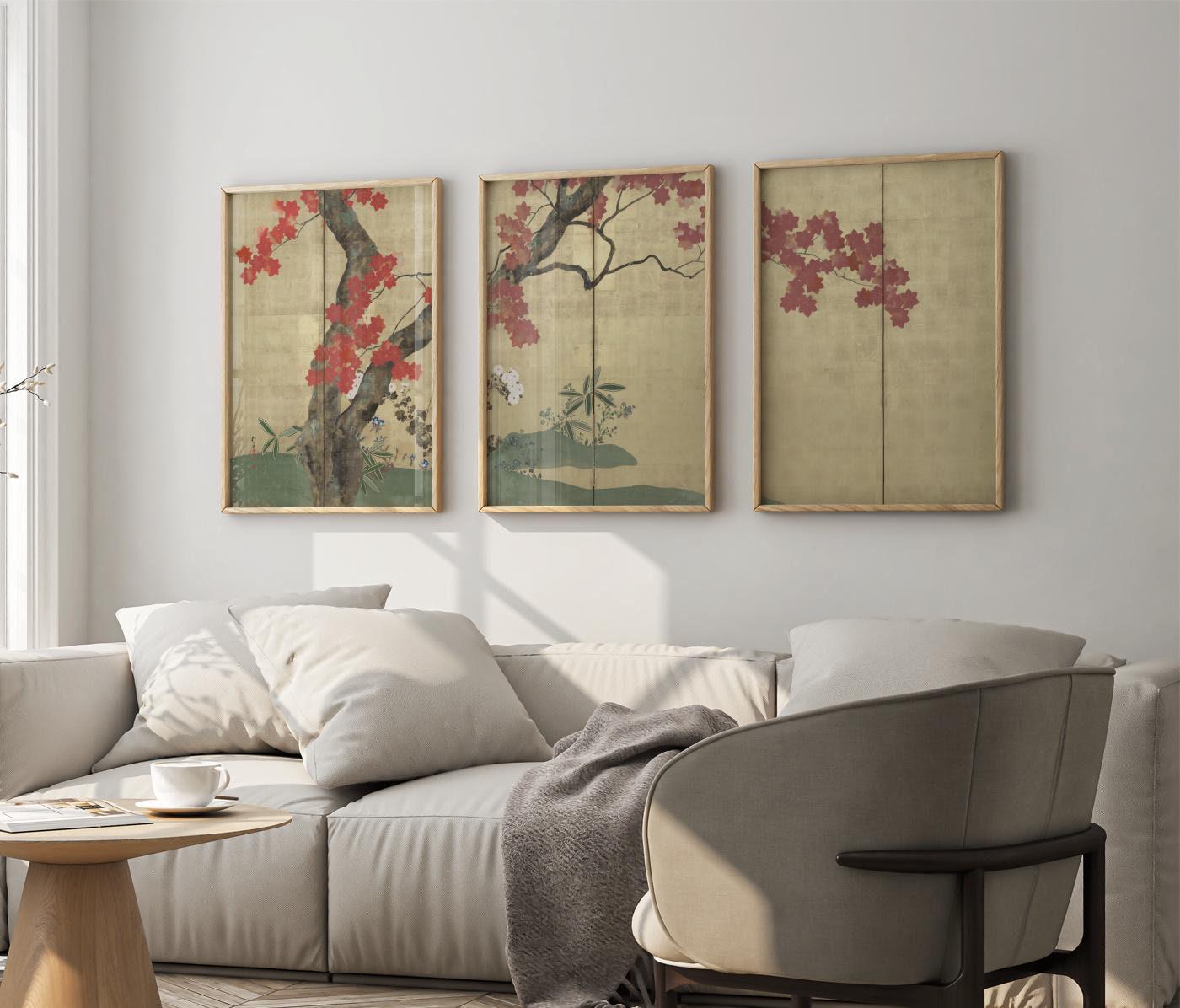 IQ xi sai ポスター 3枚セット Set of 3 Sakai Hōitsu Cherry Tree Prints | Three Oriental Flower