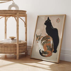 Theophile Alexandre Steinlen Zwei Katzen | Feline Lithographie Malerei, Vintage Retro Print, feine Wand Kunst Zeichnung Poster Kunstwerk Bilder