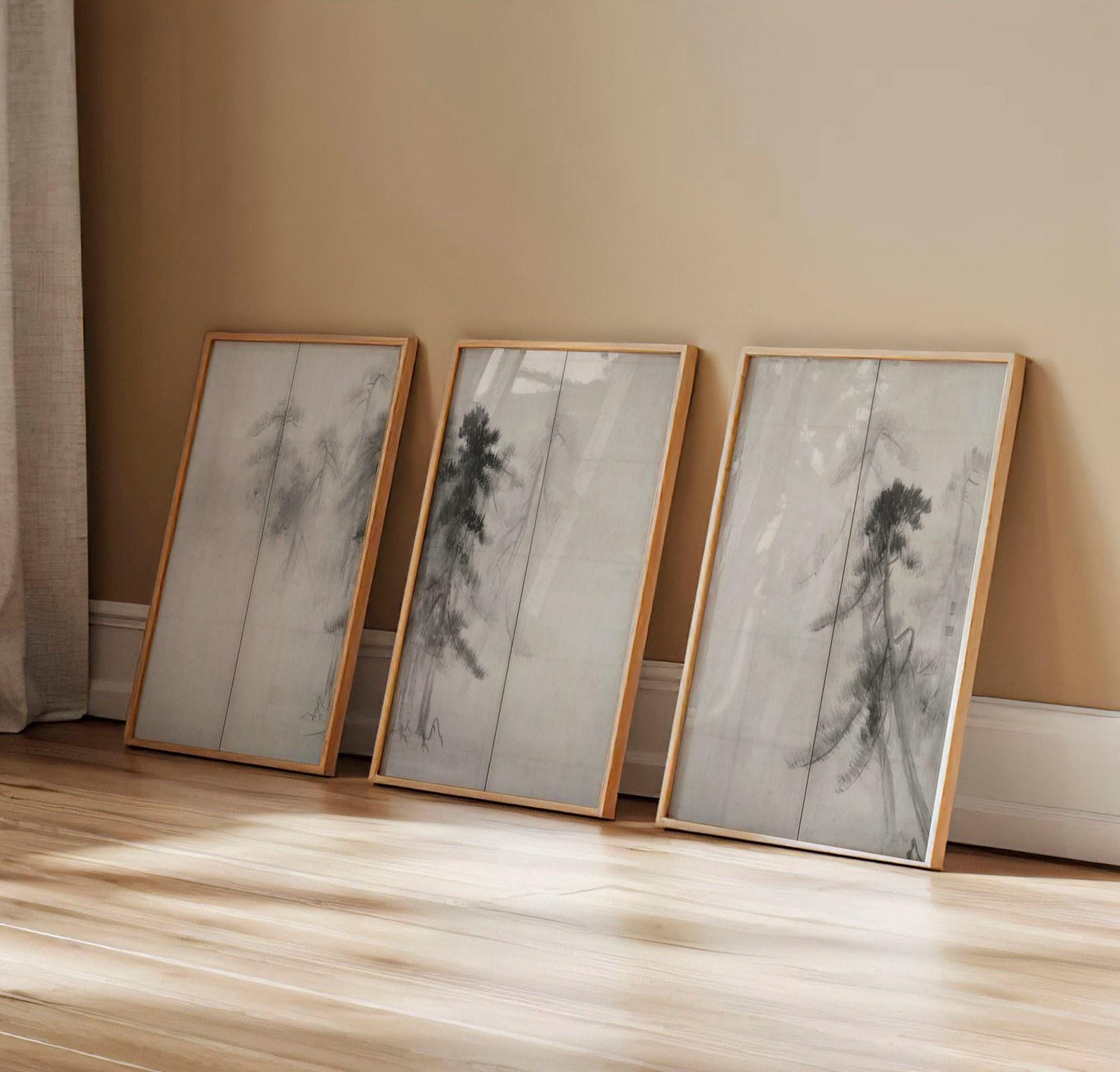 Set of 3 Hasegawa Tōhaku Shōrin-zu Byōbu (pine Trees) Prints No1