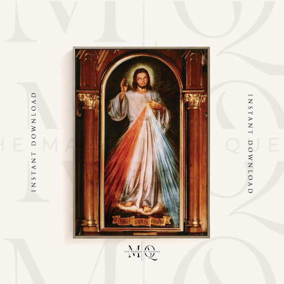 The Divine Mercy Jesus Christ | Catholic Painting, Vintage