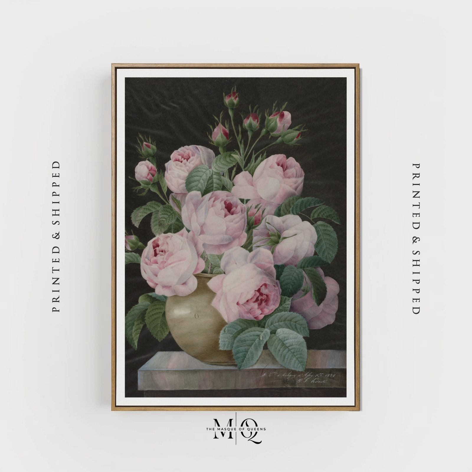 版画 絵画 ロサ・ダマスケナ ルドゥーテ ボタニカル 薔薇 バラ