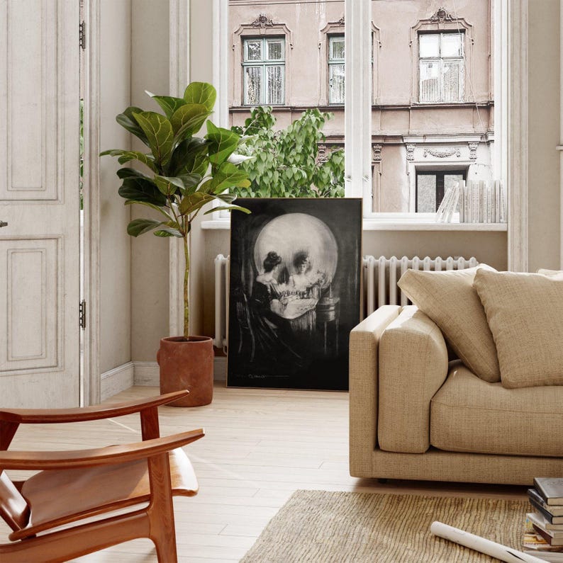 Charles Allan Gilbert Todo es vanidad / Memento Mori Pintura, Impresión vintage de Vanitas, Póster de arte mural fino Imagen de obra de arte de ilusión óptica imagen 8