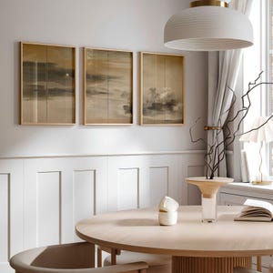 Set of 3 Japanese Landscape Prints | Three Maruyama Okyo Summer Night Winter Day Poster, Horizon Wall Art, Asian Ink Painting Home Decor