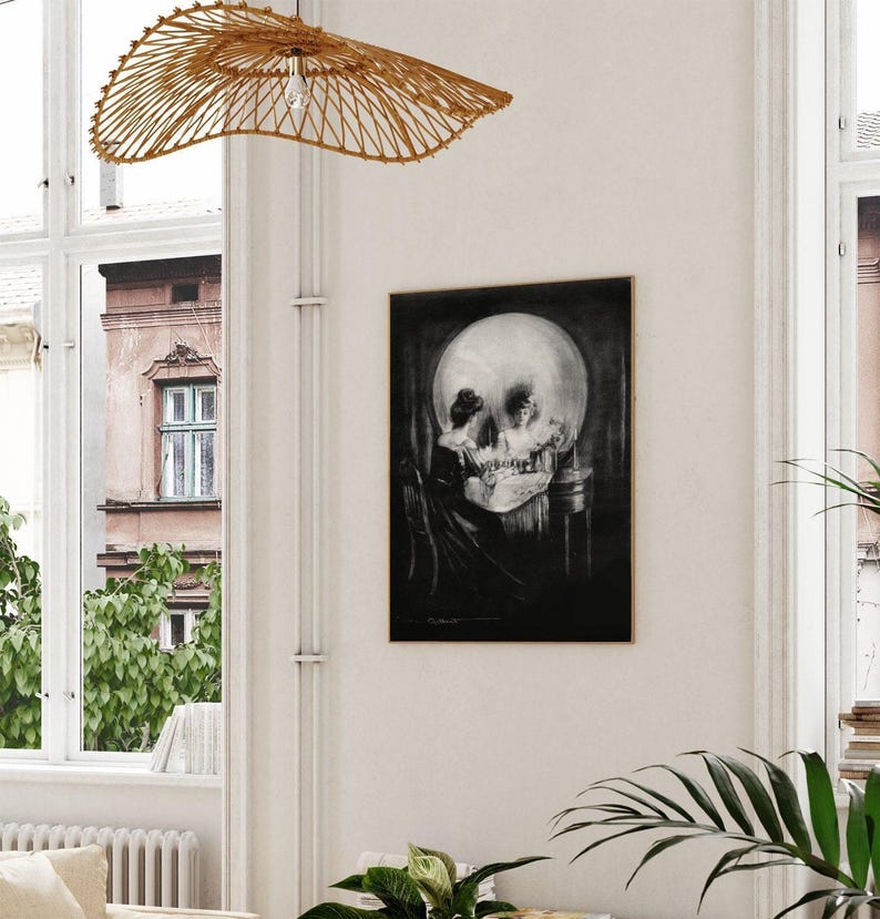 Charles Allan Gilbert Todo es vanidad / Memento Mori Pintura, Impresión vintage de Vanitas, Póster de arte mural fino Imagen de obra de arte de ilusión óptica imagen 5