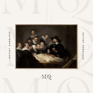 Rembrandt The Anatomy Lesson of Dr. Nicolaes Tulp | Medical Science Painting, Vintage Print, Fine Wall Art Poster Artwork Pictures