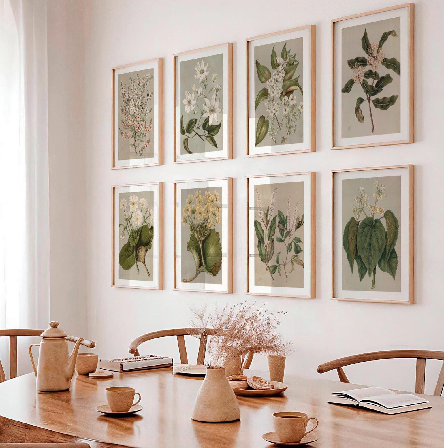 アナベル・ヒューイット 花 リトグラフ インテリア ナチュラルアート Set of 8 Antique Plant Study Prints | Eight Wildflower Botanical