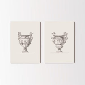 Set 2 Römischer Becher Radierungen | Zwei Vintage Architektur Bilder, Italienische Design Zeichnung, Wandkunst, Claude Ballin Poster, Wohnkultur
