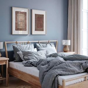 Set of Two Kashan & Qum Silk Rug Prints | Iranian Textile Art, Vintage Persian Fabric Pattern, Red Burgundy Wall Art Poster, 2 Gypsy Artwork