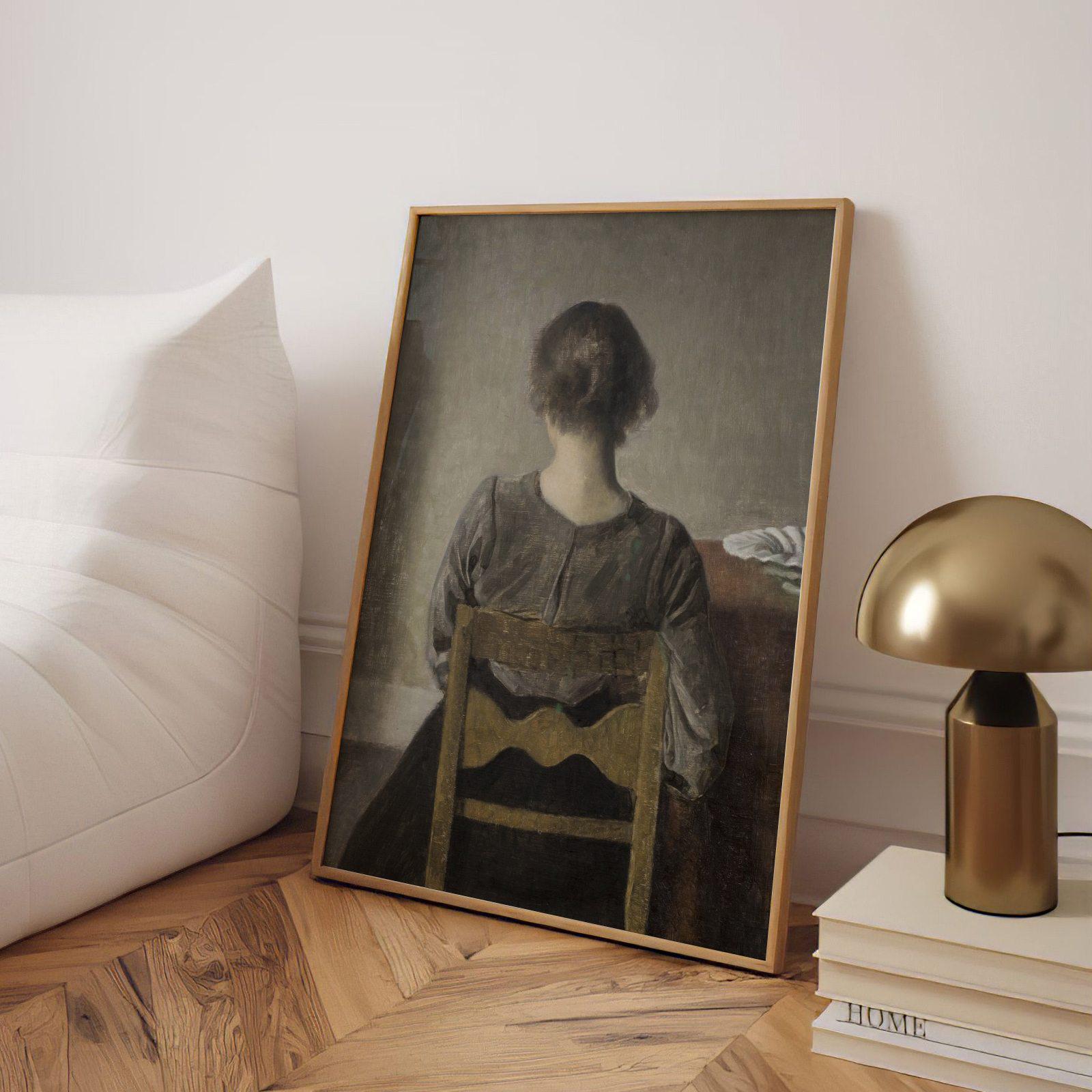 Wilhelm Hammershoi Rest | Vintage Sitting Woman Oil Painting