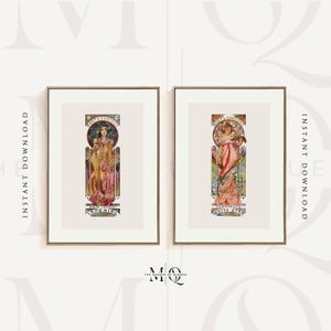 Set mit 2 Alphonse Mucha Moët & Chandon Grand Crémant Impérial Postern, Champagner Küche Wandkunst, antike Alkoholwerbung Wohnkultur