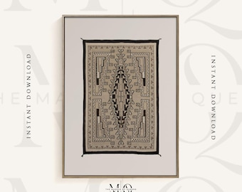 Tapiz de pared con estampado de cristales de los nativos norteamericanos, tapiz navajo, patrón de tela geométrica vintage, póster de Nuevo México en marrón neutro n.º 4