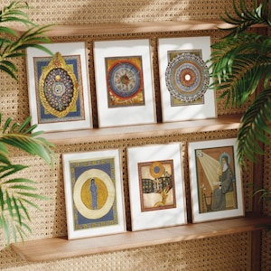 6er Set Hildegard Von Bingen Scivias Druck | Antikes deutsches Malerei, Katholische Wandkunst, Buch Illustration Plakat, Hauptdekor