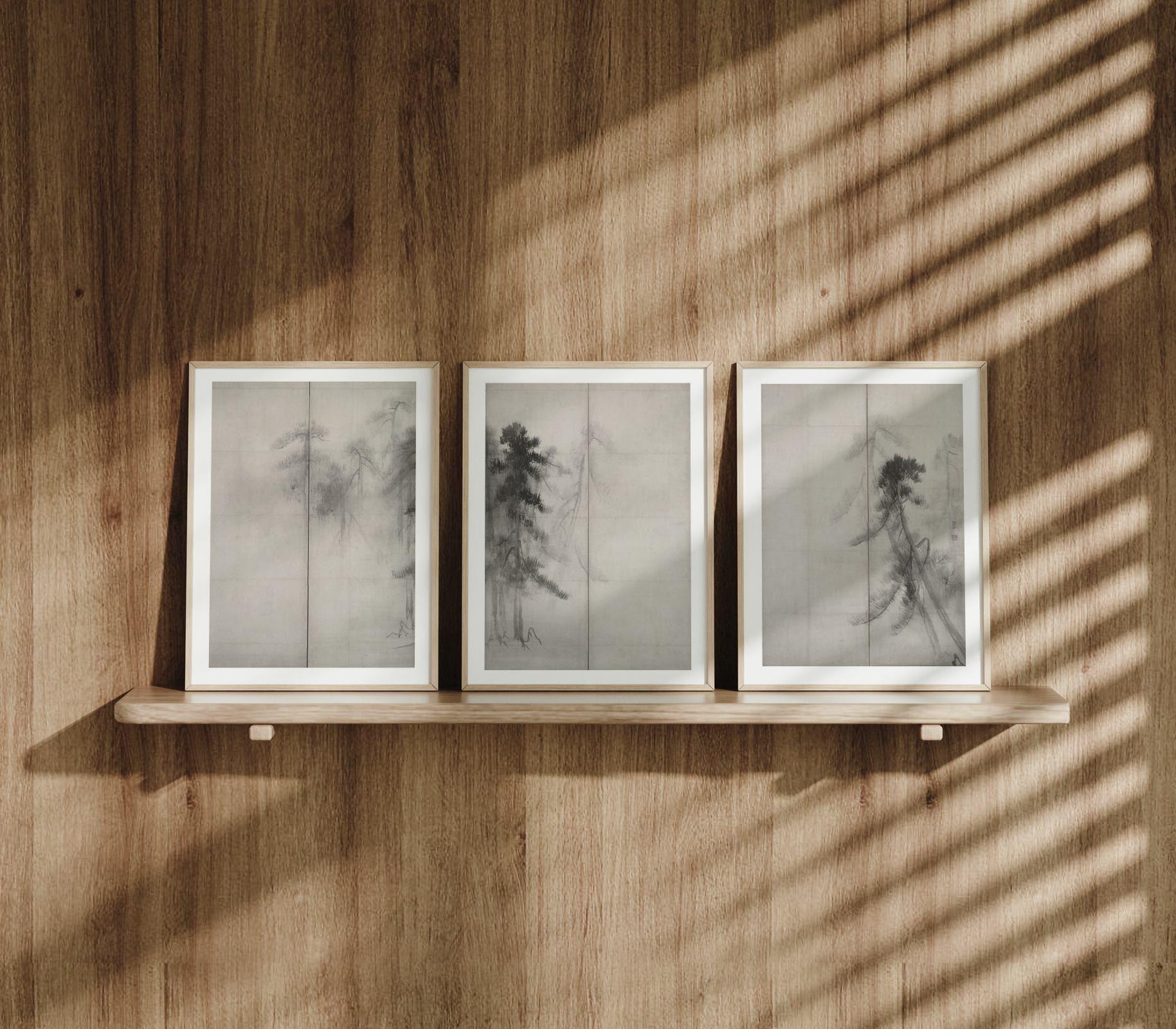Set of 3 Hasegawa Tōhaku Shōrin-zu Byōbu (pine Trees) Prints No1