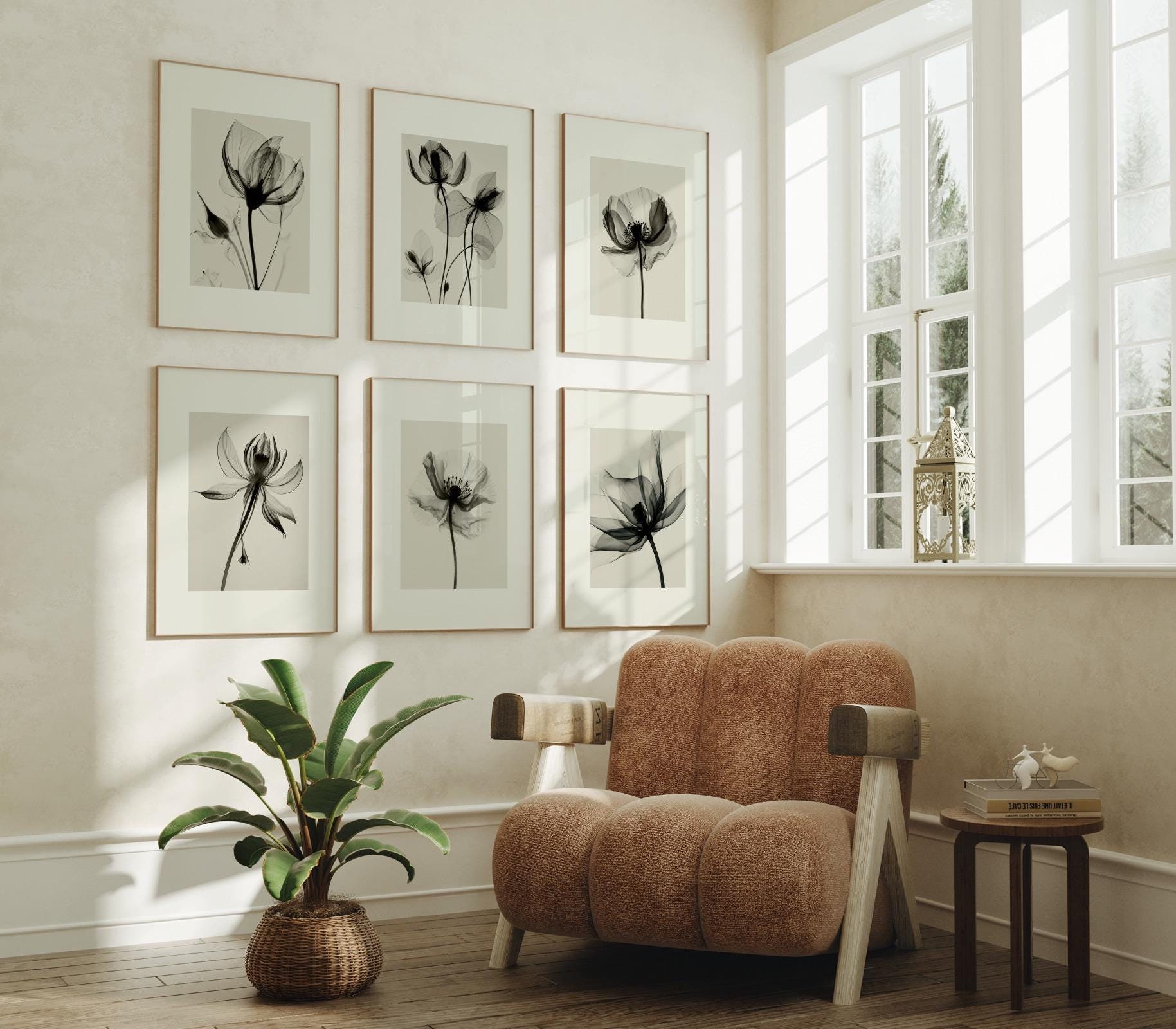 メゾチント　vintage Art M. Medeiros Mid Century BIG EYE Girl Boy Lithographs Framed