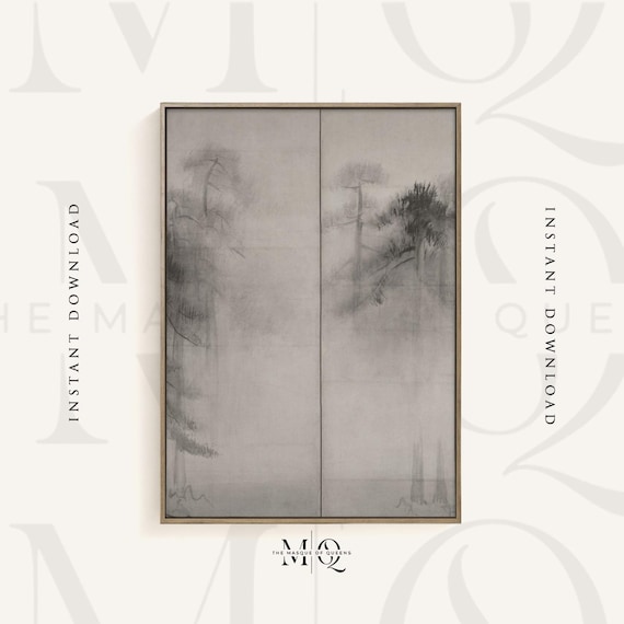 Hasegawa Tohaku Pine Trees Print | Monotone Landscape Poster
