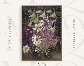Charles Rennie Mackintosh Petunias | Vintage Art Nouveau Print, Watercolour Flower Painting, Wall Art, Still Life Poster Picture, Home Decor