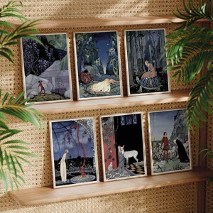 Set mit 6 Virginia Frances Sterrett Drucke | Altes französisches Märchen Illustration Kunstwerk, Kinderbuch Illustration Poster