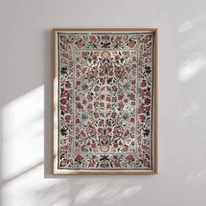 Palampore No3 | Floral Cotton Fabric Print, Indian Textile Art, Vintage Asian Pattern Print, Decorative Wall Art, Ornate Poster Artwork