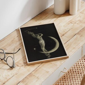 Vintage Woman with the Moon Print | Antique The Universal Favorite, Psychic Tarot Wall Art, Poster, Witchcraft Artwork, Picture, Decor image 4