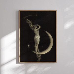 Vintage Woman with the Moon Print | Antique The Universal Favorite, Psychic Tarot Wall Art, Poster, Witchcraft Artwork, Picture, Decor image 9