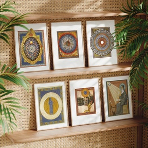6er Set Hildegard Von Bingen Scivias Druck | Antikes deutsches Malerei, Katholische Wandkunst, Buch Illustration Plakat, Hauptdekor
