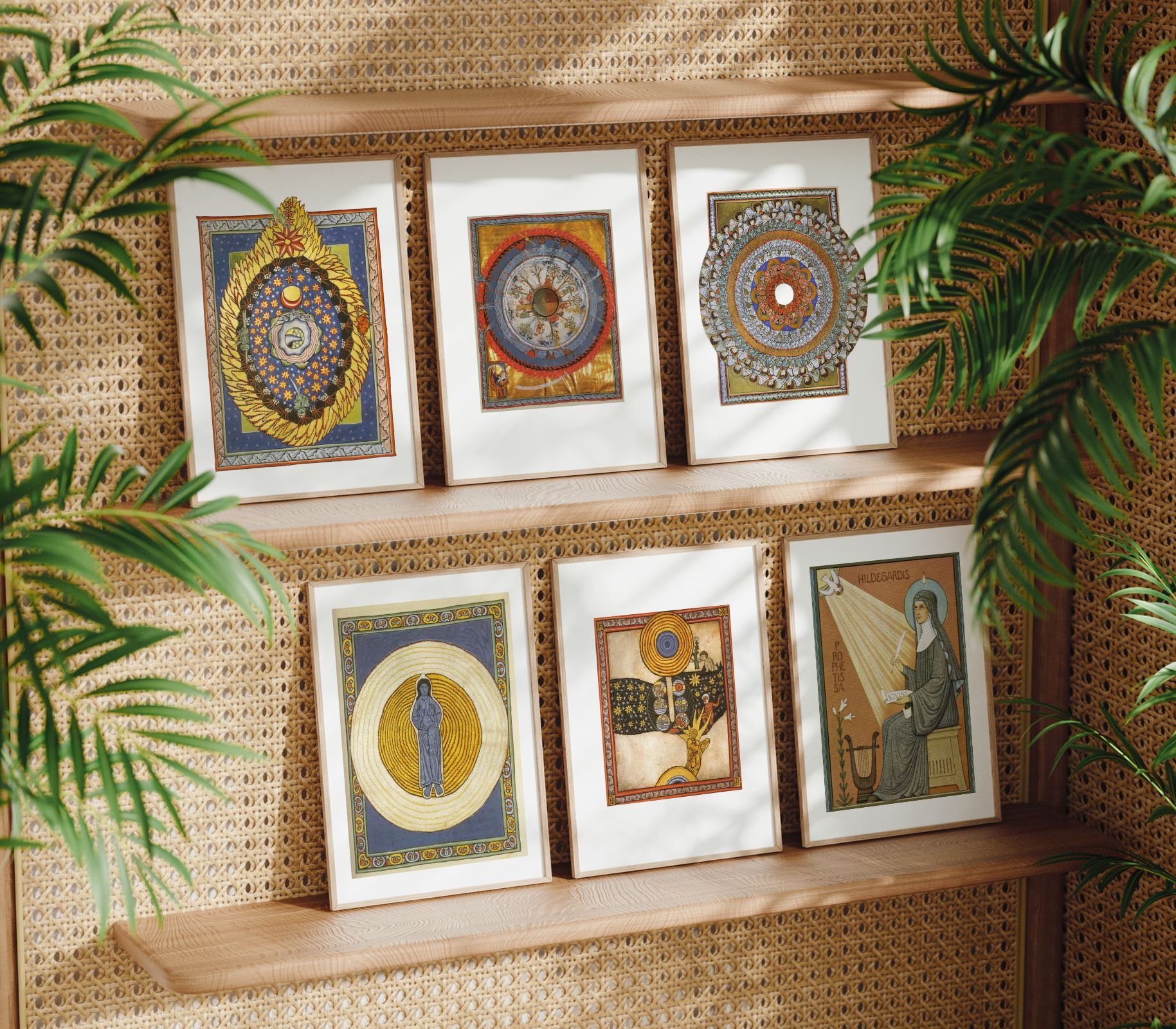 Set of 6 Hildegard Von Bingen Scivias Print | Antique German Visionary Painting, Catholic Wall Art, Book Illustration Poster, Home Decor