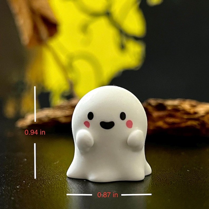 Halloween Decor, Cute Ghost Figurines, Tiny Resin Ghosts, Pumpkin & Witch Hat Ornaments, Spooky Desk Decor, Mini Halloween Gifts Smiling Ghost