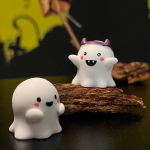 Halloween Decor, Cute Ghost Figurines, Tiny Resin Ghosts, Pumpkin & Witch Hat Ornaments, Spooky Desk Decor, Mini Halloween Gifts image 3