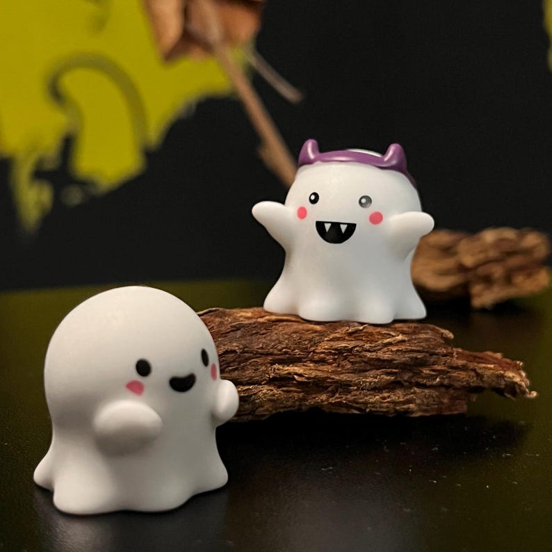 Halloween Decor, Cute Ghost Figurines, Tiny Resin Ghosts, Pumpkin & Witch Hat Ornaments, Spooky Desk Decor, Mini Halloween Gifts image 3