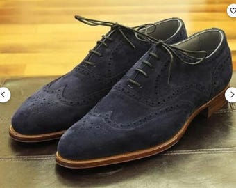 J Crew Derby, Mens Sz 10.5, navy blue J. Crew | Shoes | J Crew Kenton Blue Suede Wingtip Derby  main image 4