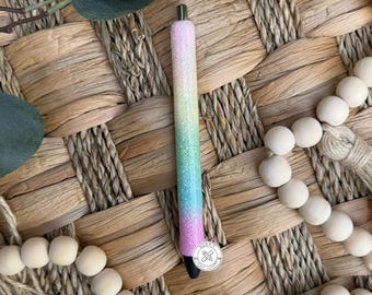 Rainbow Ombre Glitter Gel Pen: Refillable Black Ink