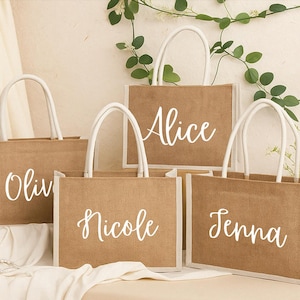 Bridesmaid Burlap Bags Personalized, Bridesmaid Proposal Bags, Monogram Tote Bag,Bridesmaid Gift Bag,Bachelorette Party Bags,Beach Tote Gift