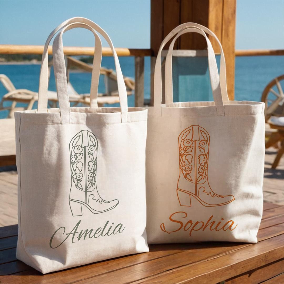 Bachelorette Gift Bags, Bachelorette Tote Bag, Pink Howdy Cowgirl Tote Bag, Western Bachelorette Welcome Tote, Reusable Canvas Bag