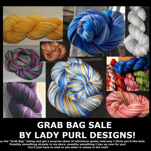 GRAB BAG SALE! One Skien - Sock Yarn - Random Colorway - Mystery/ Surprise Yarn, 400+ yards/ 100 grams