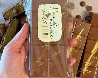 Handmade Dubai Kunafa Chocolate Bar, Pistachio Cream