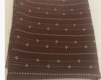 Destash Cotton Dress Fabric Vintage Brown and White Cranston Print Works Schwartz Leibman Tex