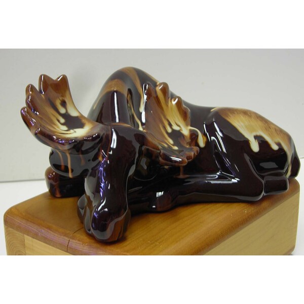 Vintage Huronia Pottery Canada Moose Figurine Red Clay Paper Label Ceramic