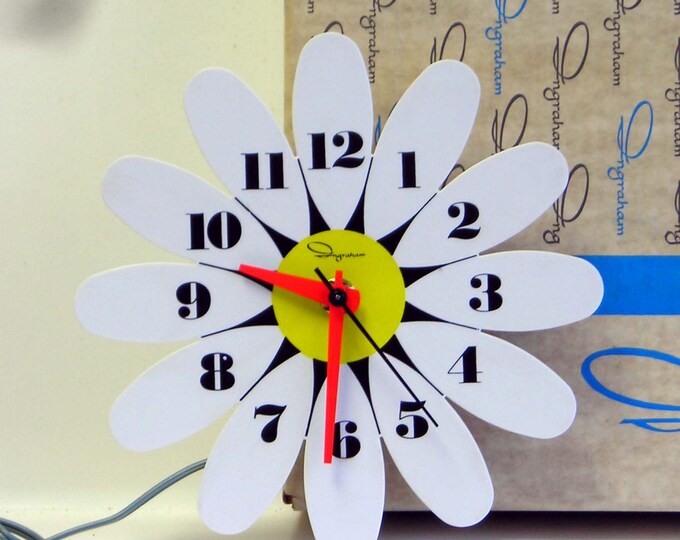 Vintage Ingraham Plastic Daisy Wall Clock Model 30247 New in Etsy