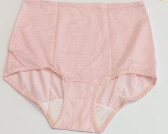 1960s Pink and White Stripe Undies Panties New Old Stock Size 8 Vintage Cotton  Crotch High Waist