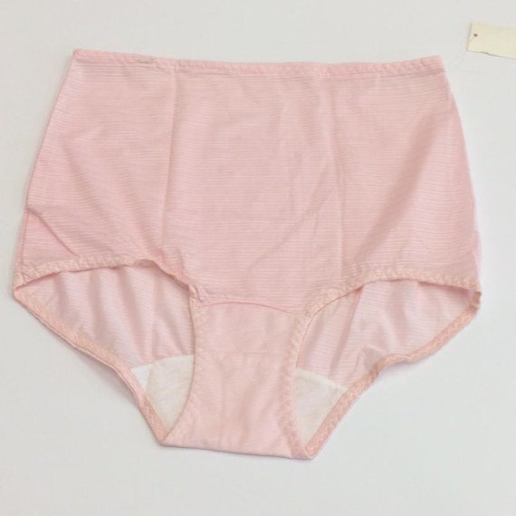 1960s Pink and White Stripe Undies Panties New Old Stock Size 8 Vintage  Cotton Crotch High Waist 